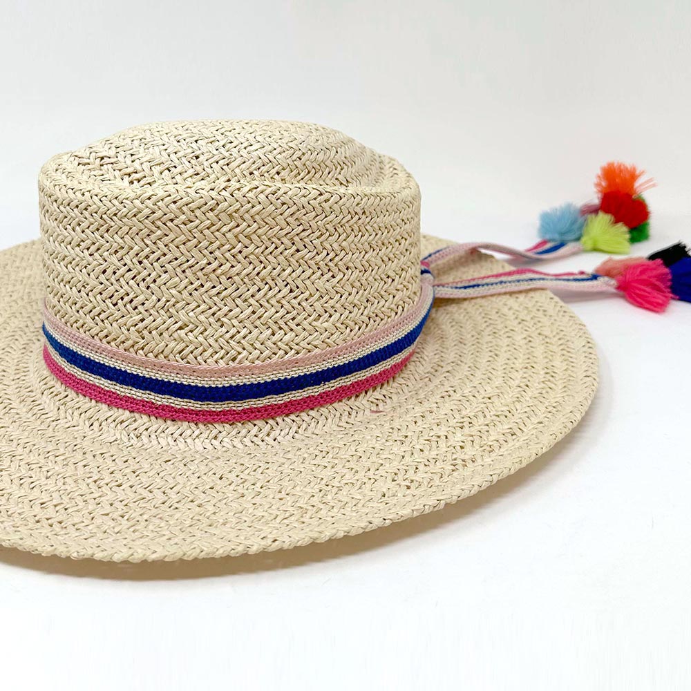 Madeline Love Fuchsia Striped Crochet Tassel Tip Hat Band - Hair Accessories - extra