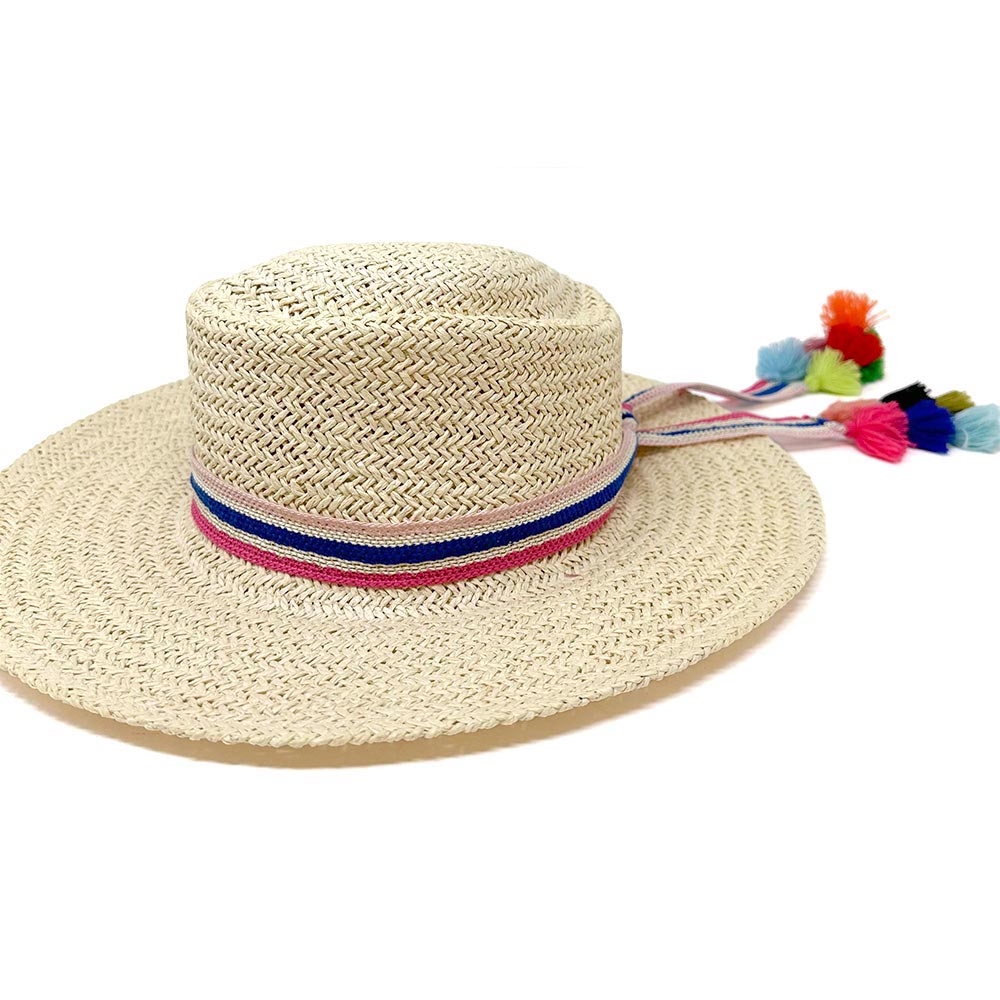 Madeline Love Fuchsia Striped Crochet Tassel Tip Hat Band - Hair Accessories - extra