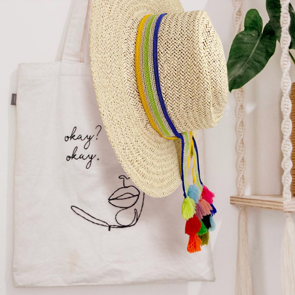Madeline Love Green Striped Crochet Tassel Tip Hat Band - Hair Accessories