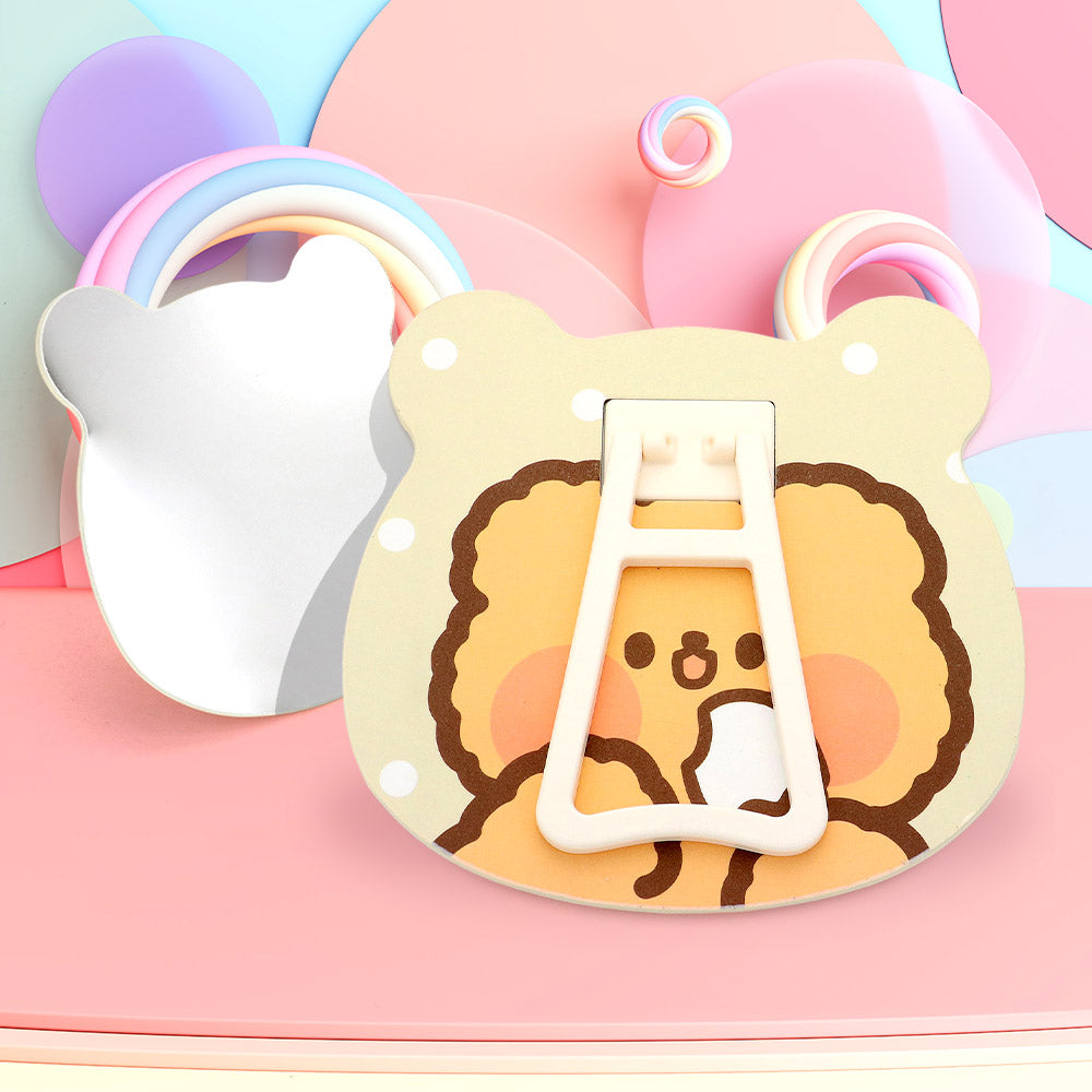 Madeline Love Yellow Bear Animal Character Printed Table Mirror - Beauty & Cosmetics