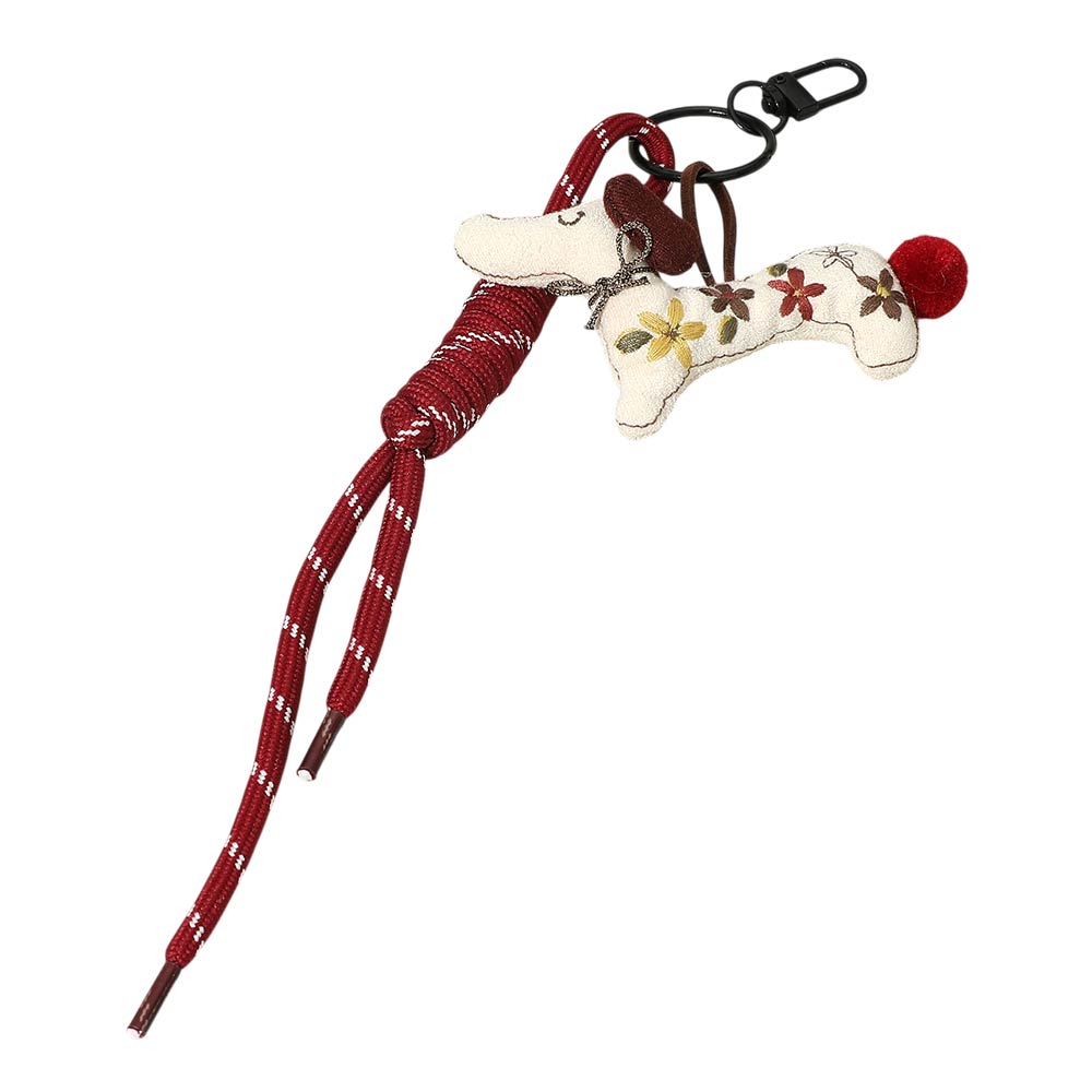 Madeline Love Ivory, Multi Cute Dachshund Dog Charm Knot Keychain Bag Charm - Bags & Wallets - extra