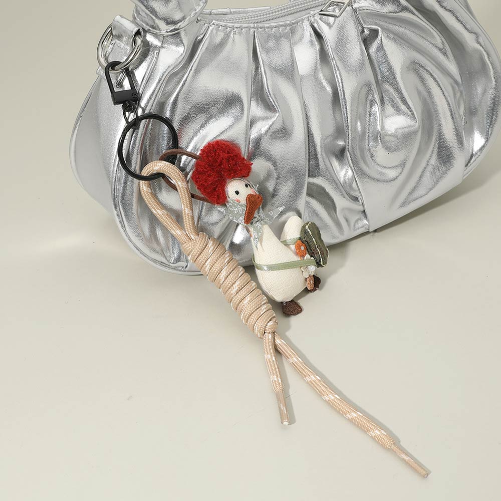 Madeline Love Ivory, Multi Cute Whimsical Goose Charm Knot Drop Keychain Bag Charm - Bags & Wallets