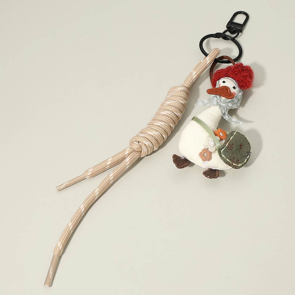 Madeline Love Ivory, Multi Cute Whimsical Goose Charm Knot Drop Keychain Bag Charm - Bags & Wallets - desc
