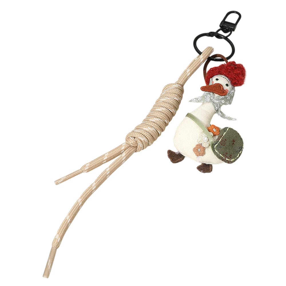 Madeline Love Ivory, Multi Cute Whimsical Goose Charm Knot Drop Keychain Bag Charm - Bags & Wallets - extra