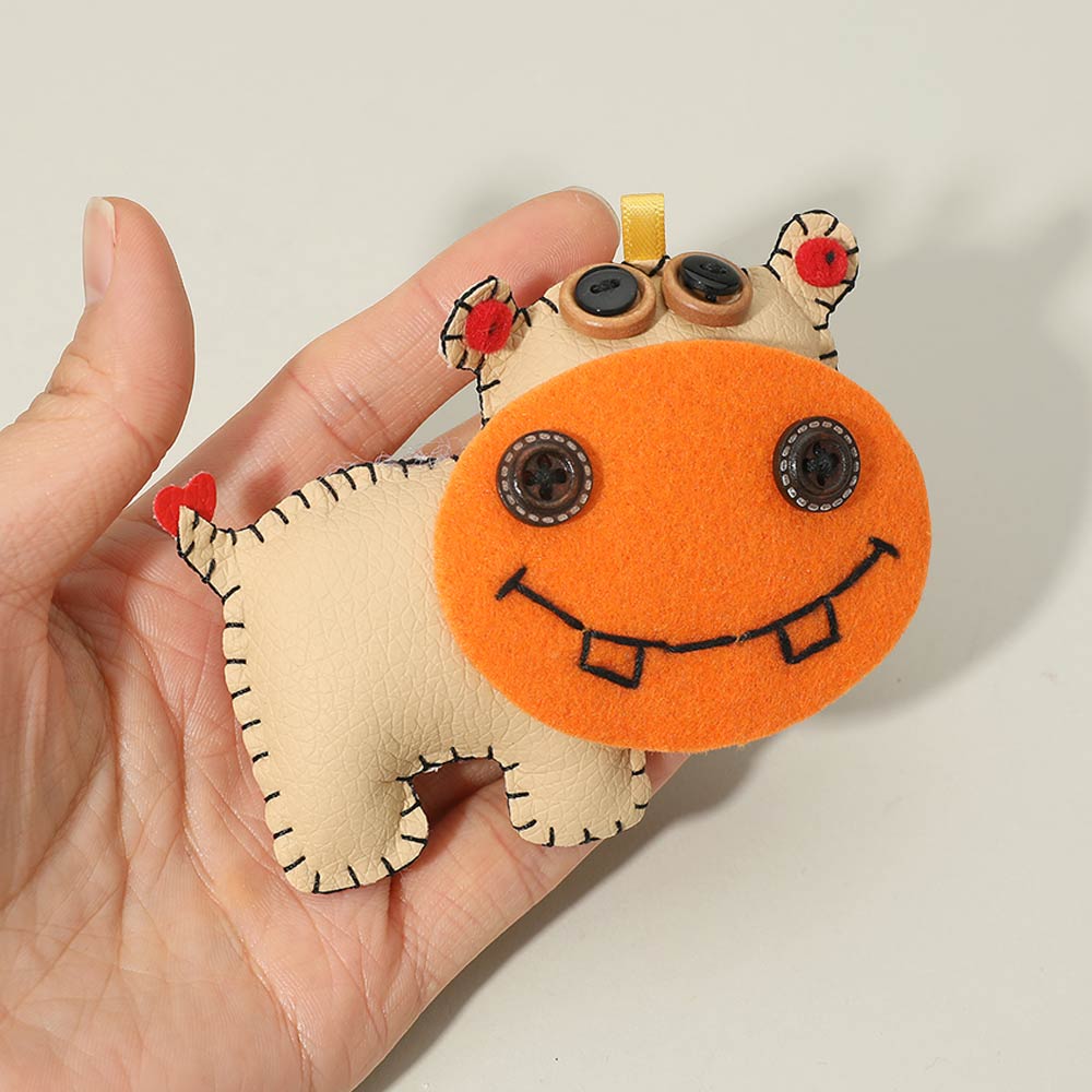 Madeline Love Neutral, Orange Cute Patchwork Monster Animal Doll Pouch Keychain Bag Charm - Bags & Wallets