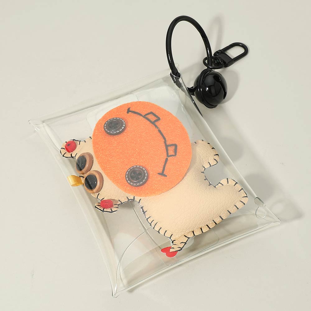 Madeline Love Neutral, Orange Cute Patchwork Monster Animal Doll Pouch Keychain Bag Charm - Bags & Wallets - extra