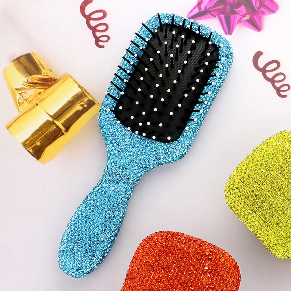 Madeline Love Aqua Rhinestone Pave Hair Brush - Beauty & Cosmetics