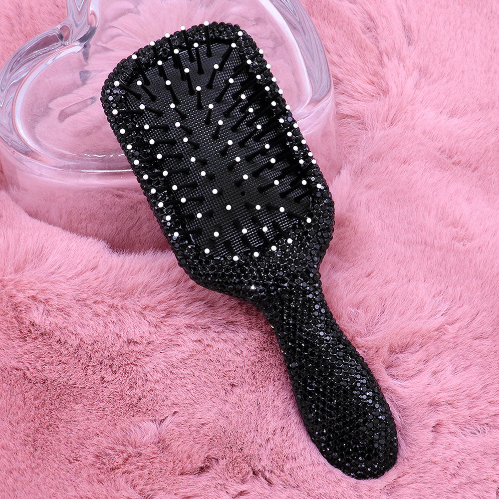 Madeline Love Jet Black Rhinestone Pave Hair Brush - Beauty & Cosmetics