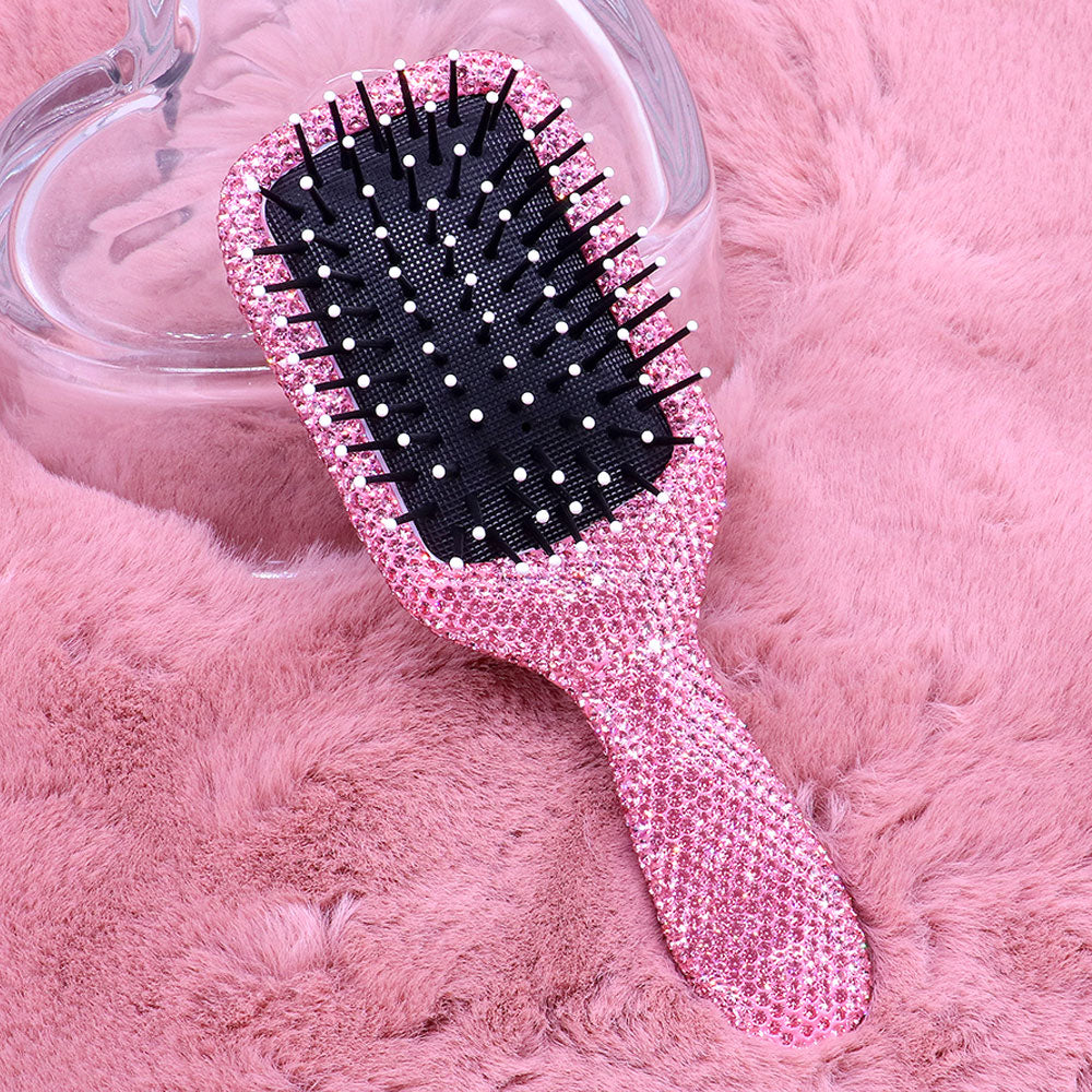 Madeline Love Pink Rhinestone Pave Hair Brush - Beauty & Cosmetics