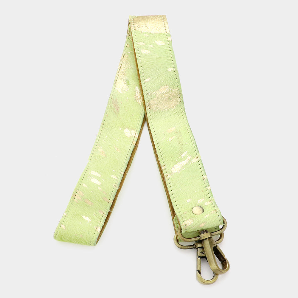 Madeline Love Lime Gold Paint Splash Genuine Fur Calf Bag Strap - Bags & Wallets
