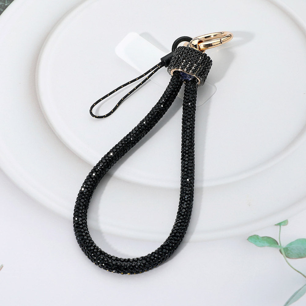 Madeline Love Black Bling Studded Phone Strap Keychain Bag Charm - Jewelry