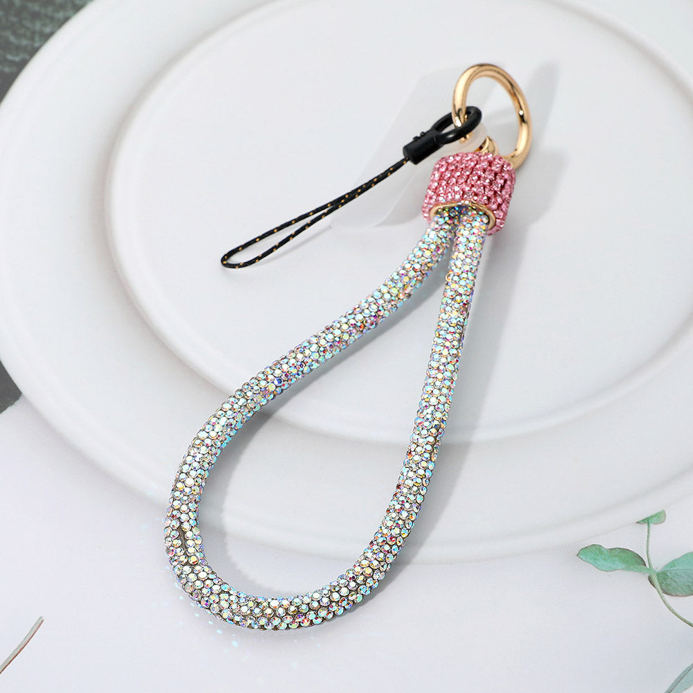 Madeline Love AB, Pink Bling Studded Phone Strap Keychain Bag Charm - Jewelry