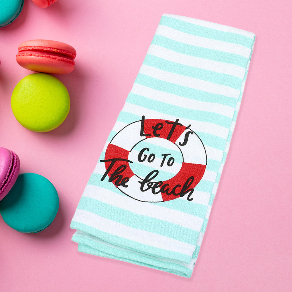 Madeline Love White Tube Accented Lets Go Message Printed Kitchen Towel - Jewelry