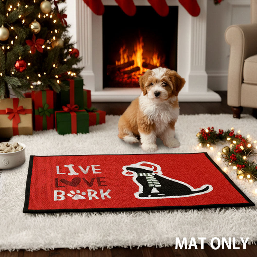 Madeline Love Red LIVE LOVE BARK Holiday Dog Printed Pet Bowl Mat - Jewelry