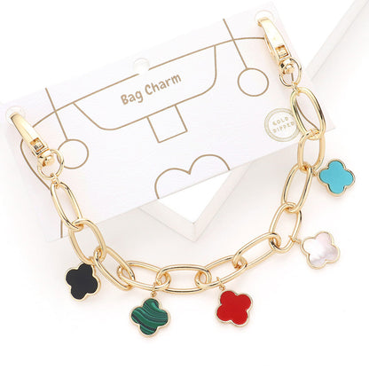 Madeline Love Gold, Multi Quatrefoil Pendant Station Bag Charm - Bags & Wallets