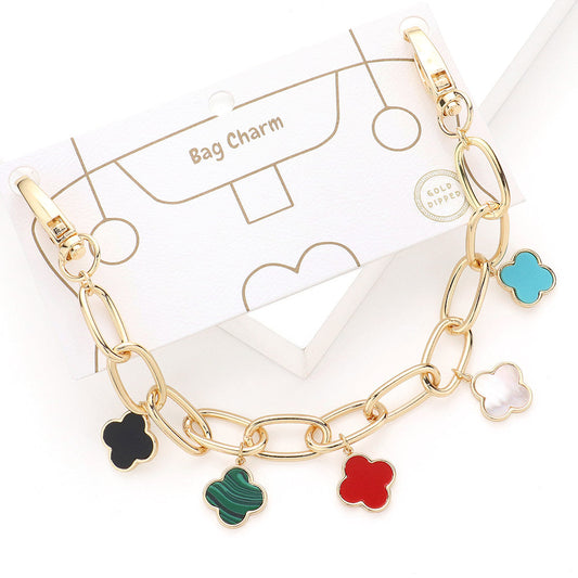 Madeline Love Gold, Multi Quatrefoil Pendant Station Bag Charm - Bags & Wallets