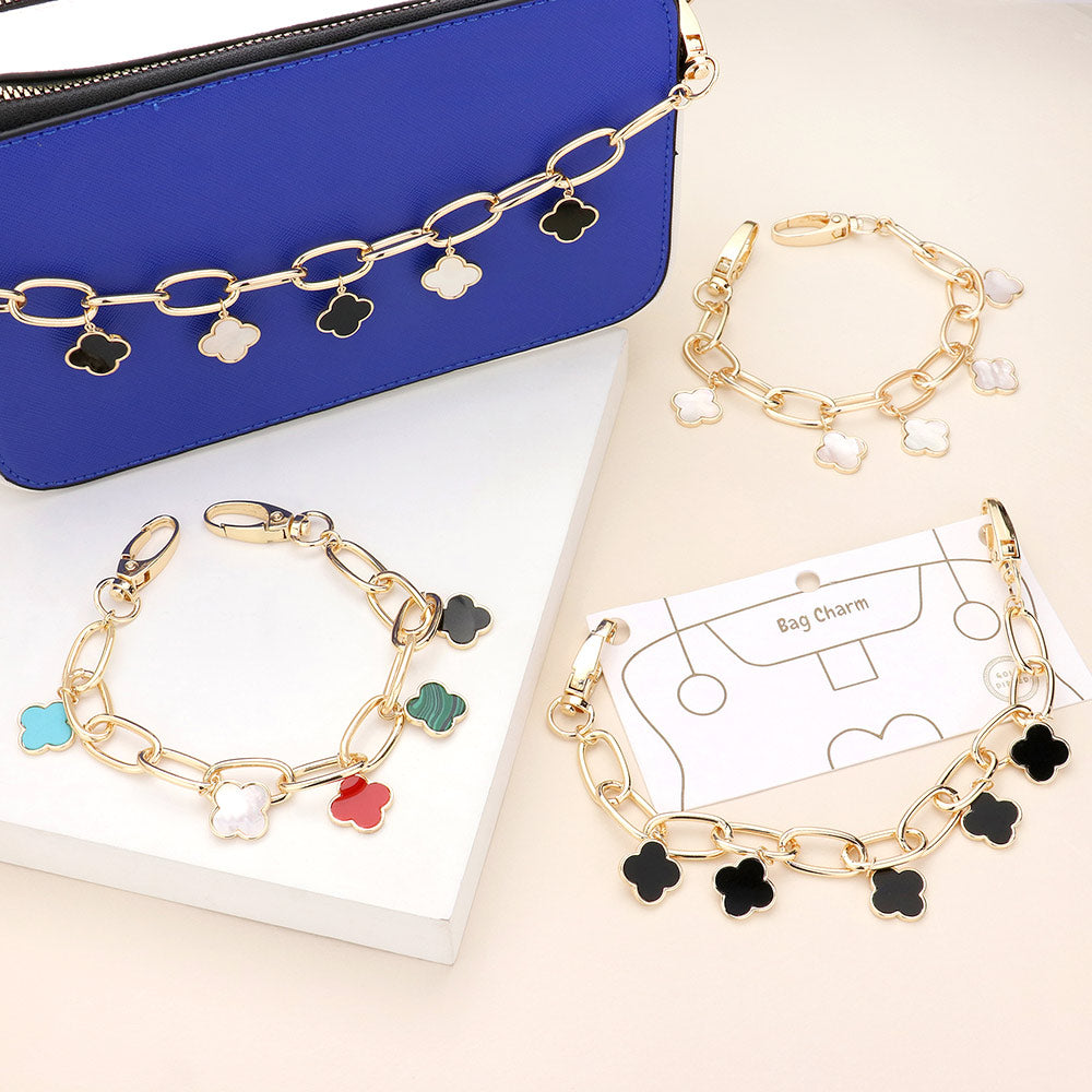 Madeline Love Gold, Multi Quatrefoil Pendant Station Bag Charm - Bags & Wallets - extra