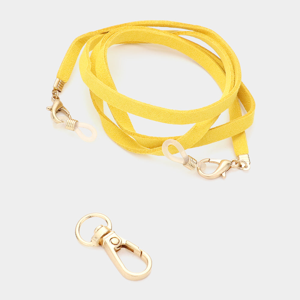 Madeline Love Mustard Suede Mask Chain / Glasses Chain / I.D Holder Necklace - Sunglasses - desc