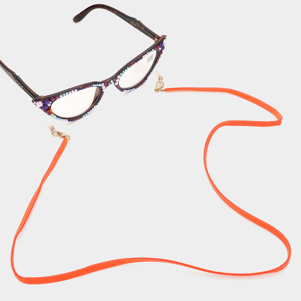 Madeline Love Orange Suede Mask Chain / Glasses Chain / I.D Holder Necklace - Sunglasses