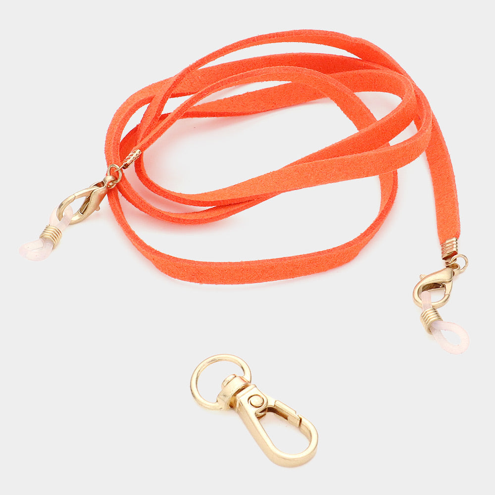 Madeline Love Orange Suede Mask Chain / Glasses Chain / I.D Holder Necklace - Sunglasses - desc