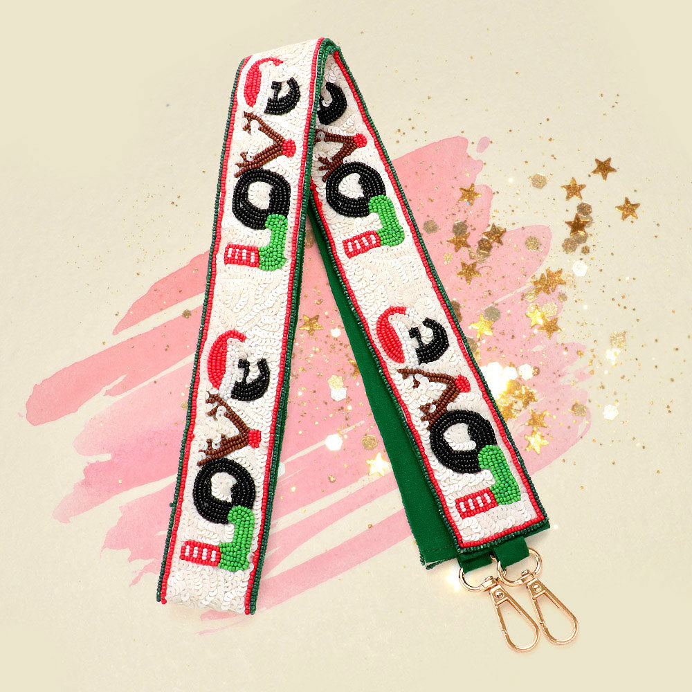 Madeline Love Multi Christmas LOVE Message Seed Beaded Bag Strap - Bags & Wallets