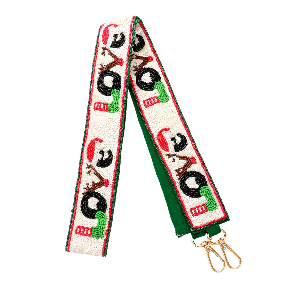 Madeline Love Multi Christmas LOVE Message Seed Beaded Bag Strap - Bags & Wallets - desc