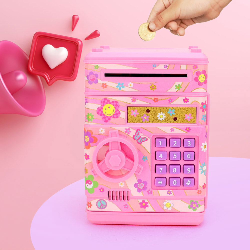 Madeline Love Pink HOT FOCUS - Groovy Flower Kids Digital Safe Money Piggy Bank