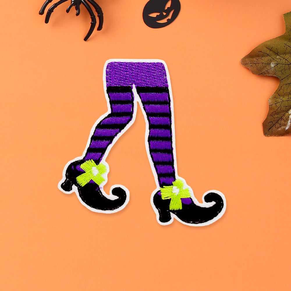 Madeline Love Purple Halloween Witch Legs Iron On Patch - Jewelry