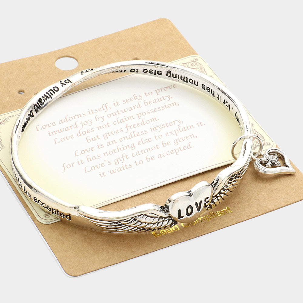 Love Heart Wings Bangle Bracelet