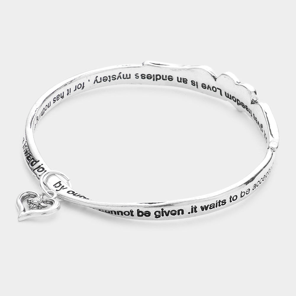 Love Heart Wings Bangle Bracelet