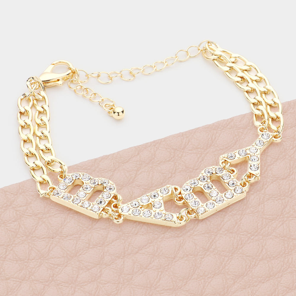 Madeline Love Gold BABY Rhinestone Embellished Message Bracelet - Bracelets