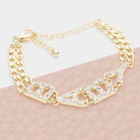 Madeline Love Gold BABY Rhinestone Embellished Message Bracelet - Bracelets