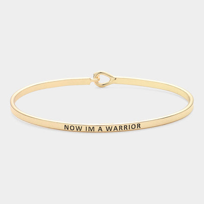 Madeline Love Gold "Now I'm a Warrior" Thin Brass Metal Hook Bracelet - Bracelets