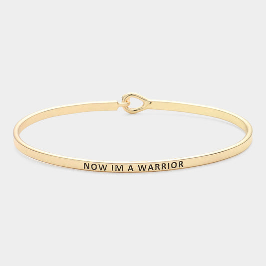 Madeline Love Gold "Now I'm a Warrior" Thin Brass Metal Hook Bracelet - Bracelets