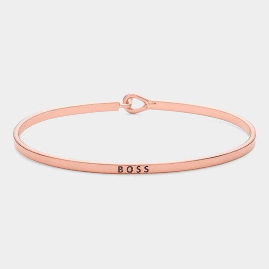 Madeline Love Rose Gold "Boss" Thin Brass Metal Hook Bracelet - Bracelets