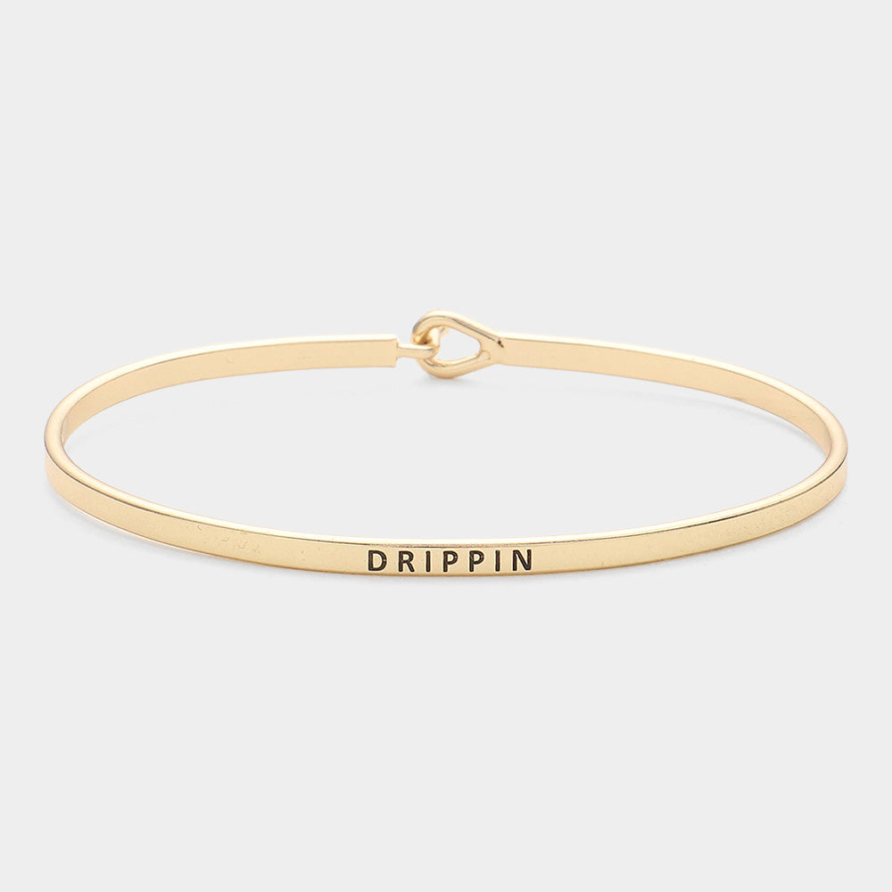 Madeline Love Gold "Drippin" Thin Brass Metal Hook Bracelet - Bracelets