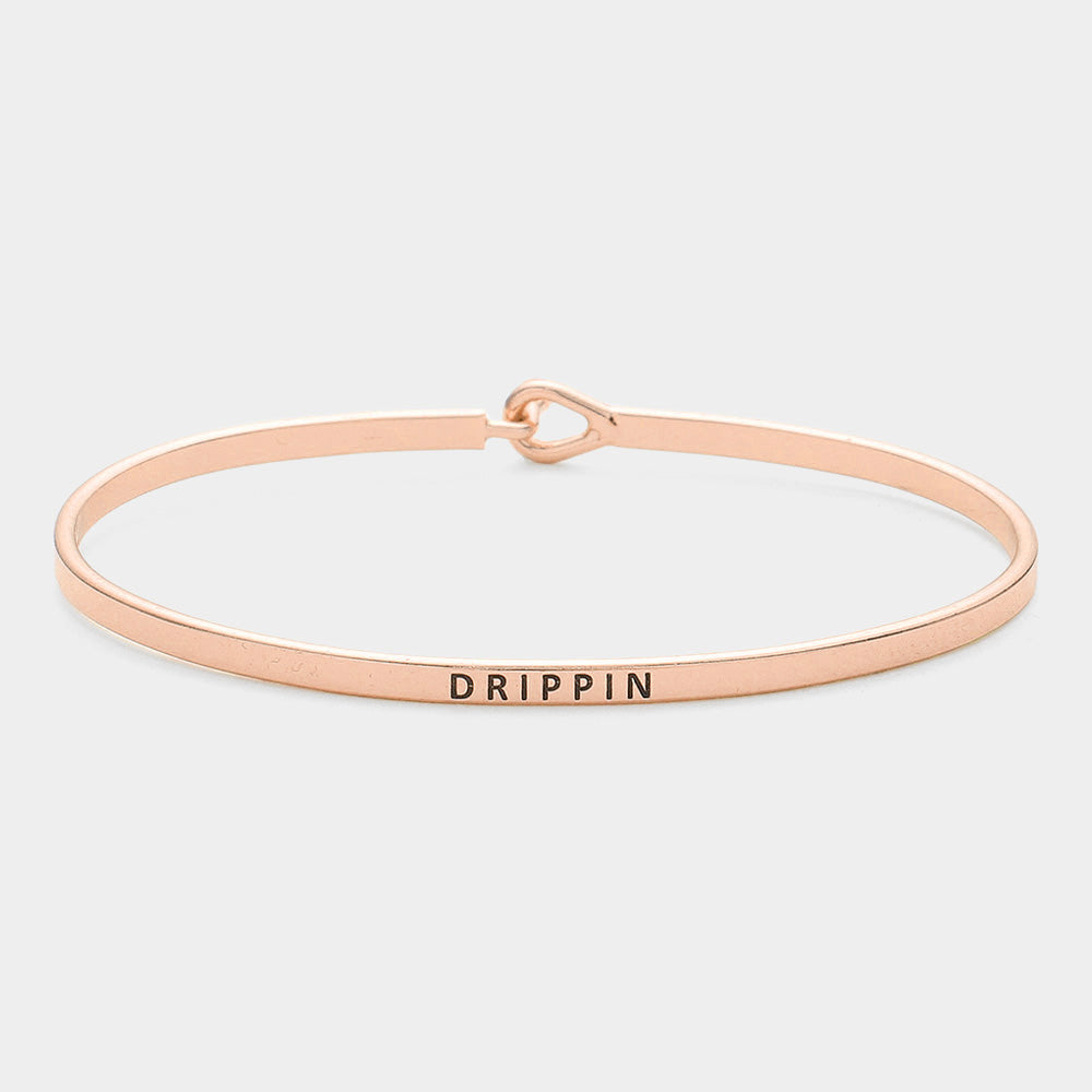 Madeline Love Rose Gold "Drippin" Thin Brass Metal Hook Bracelet - Bracelets