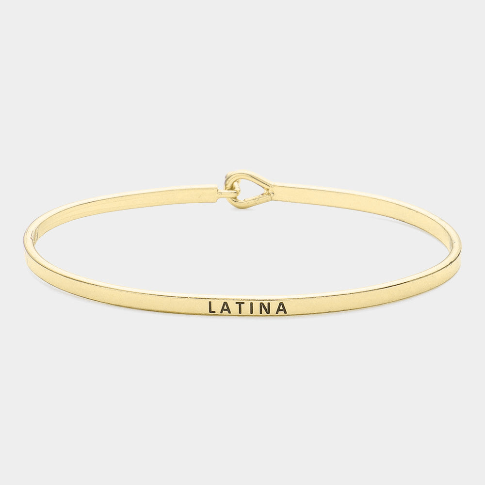 Madeline Love Gold "Latina" Thin Brass Metal Hook Bracelet - Bracelets
