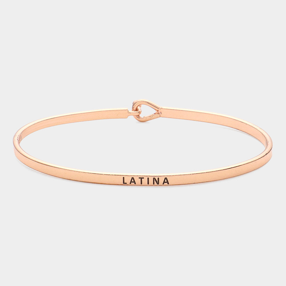 Madeline Love Rose Gold "Latina" Thin Brass Metal Hook Bracelet - Bracelets