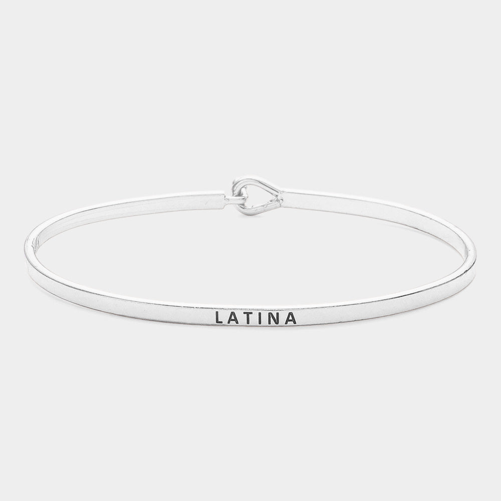 Madeline Love Rhodium "Latina" Thin Brass Metal Hook Bracelet - Bracelets