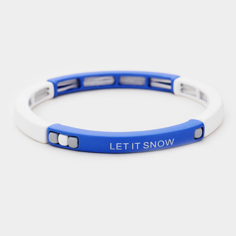 Madeline Love Multi LET IT SNOW Message Stretch Bracelet - Bracelets