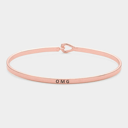 Madeline Love Rose Gold "OMG" Thin Brass Metal Hook Bracelet - Bracelets