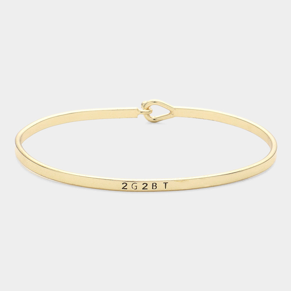 Madeline Love Gold '2G2BT' Brass Thin Metal Hook Bracelet - Bracelets
