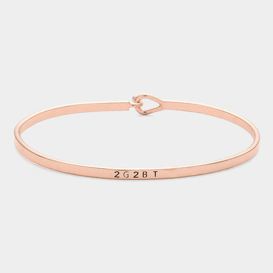 Madeline Love Rose Gold '2G2BT' Brass Thin Metal Hook Bracelet - Bracelets