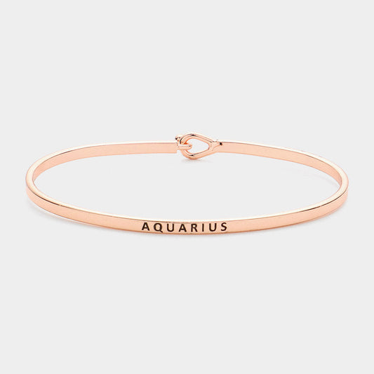 Madeline Love Rose Gold Congratulations Message Brass Thin Metal Hook Bracelet - Bracelets