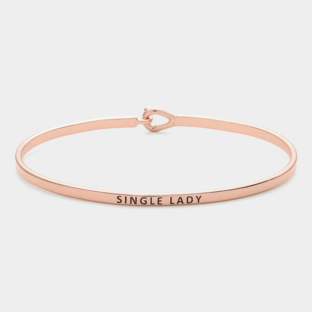 Madeline Love Rose Gold "Single Lady" Thin Brass Metal Hook Bracelet - Bracelets