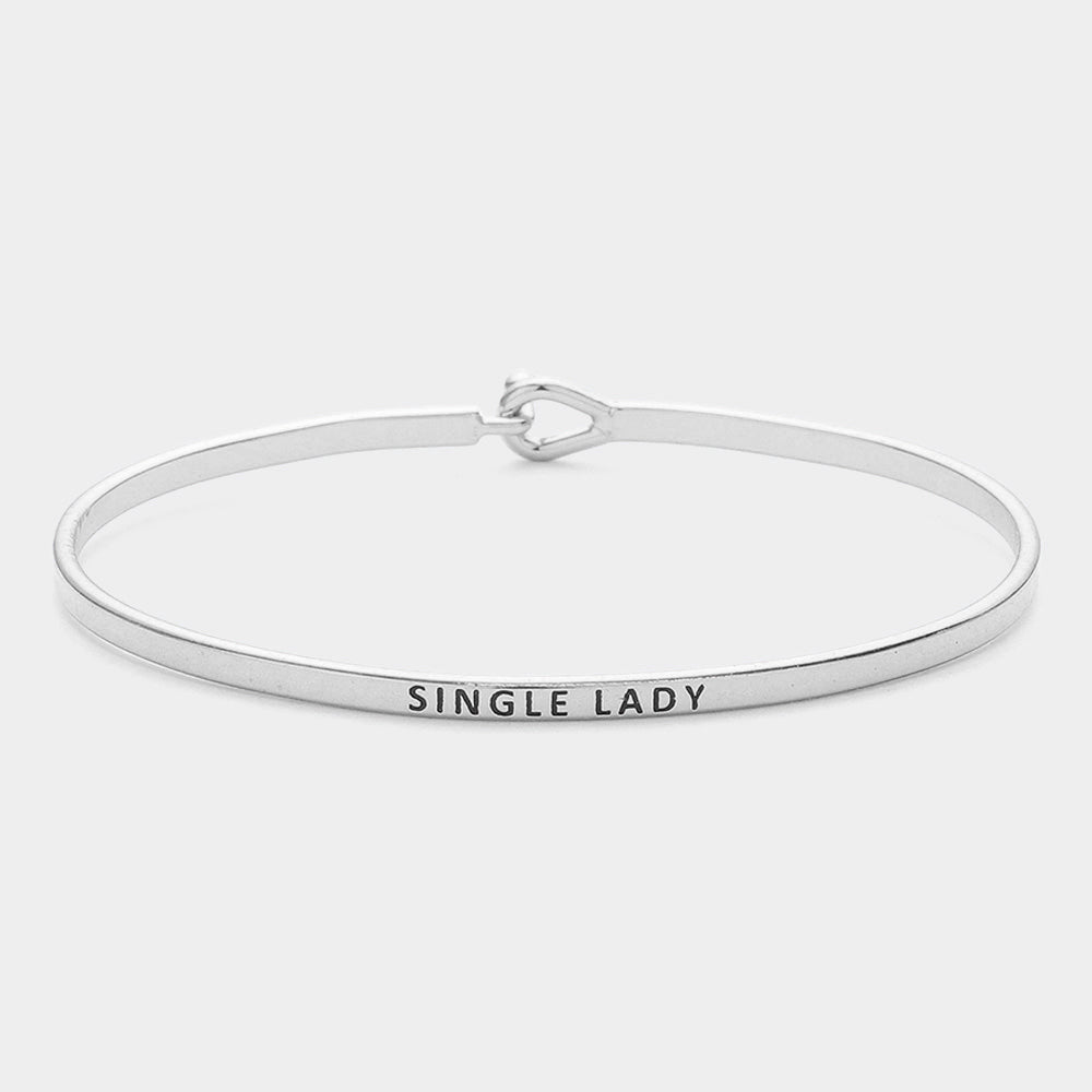 Madeline Love Rhodium "Single Lady" Thin Brass Metal Hook Bracelet - Bracelets