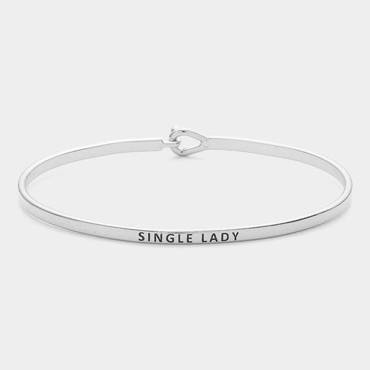 Madeline Love Rhodium "Single Lady" Thin Brass Metal Hook Bracelet - Bracelets