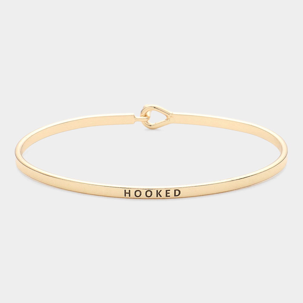 Madeline Love Gold "Hooked" Thin Brass Metal Hook Bracelet - Bracelets