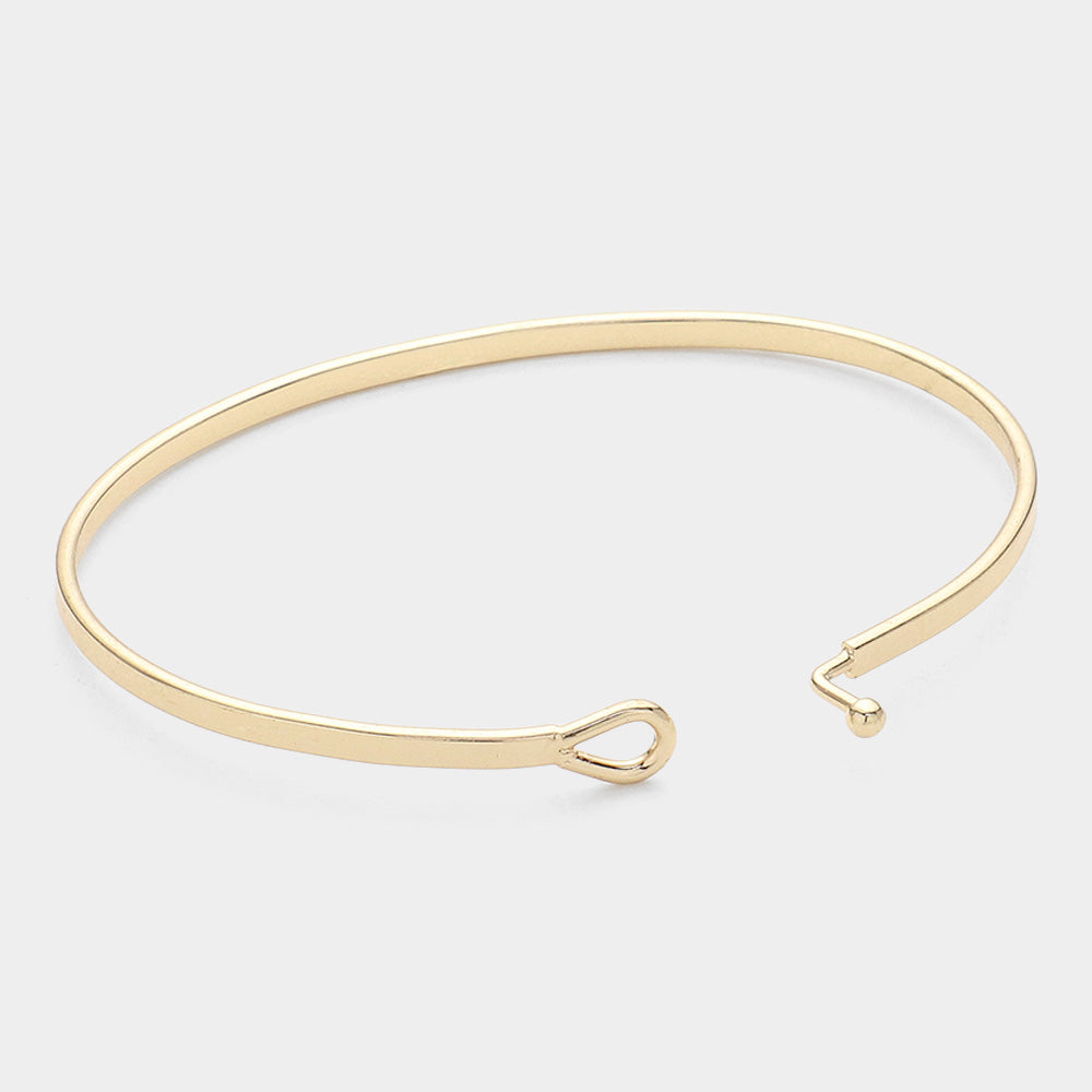 Madeline Love Gold "Hooked" Thin Brass Metal Hook Bracelet - Bracelets - desc